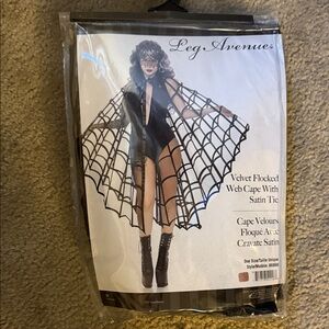 Leg Avenue Black Web Cape with Satin Tie